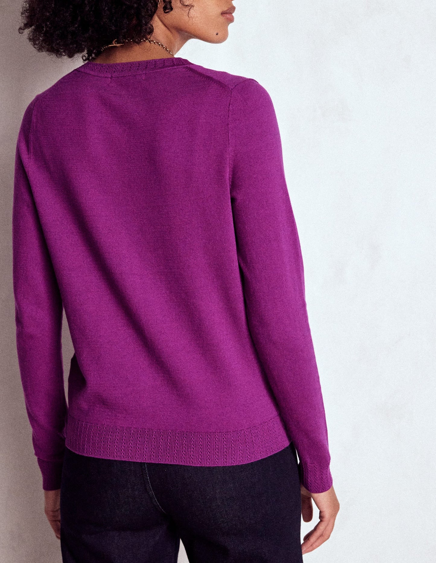 Emilia Cotton Crew Cardigan-Regal Purple