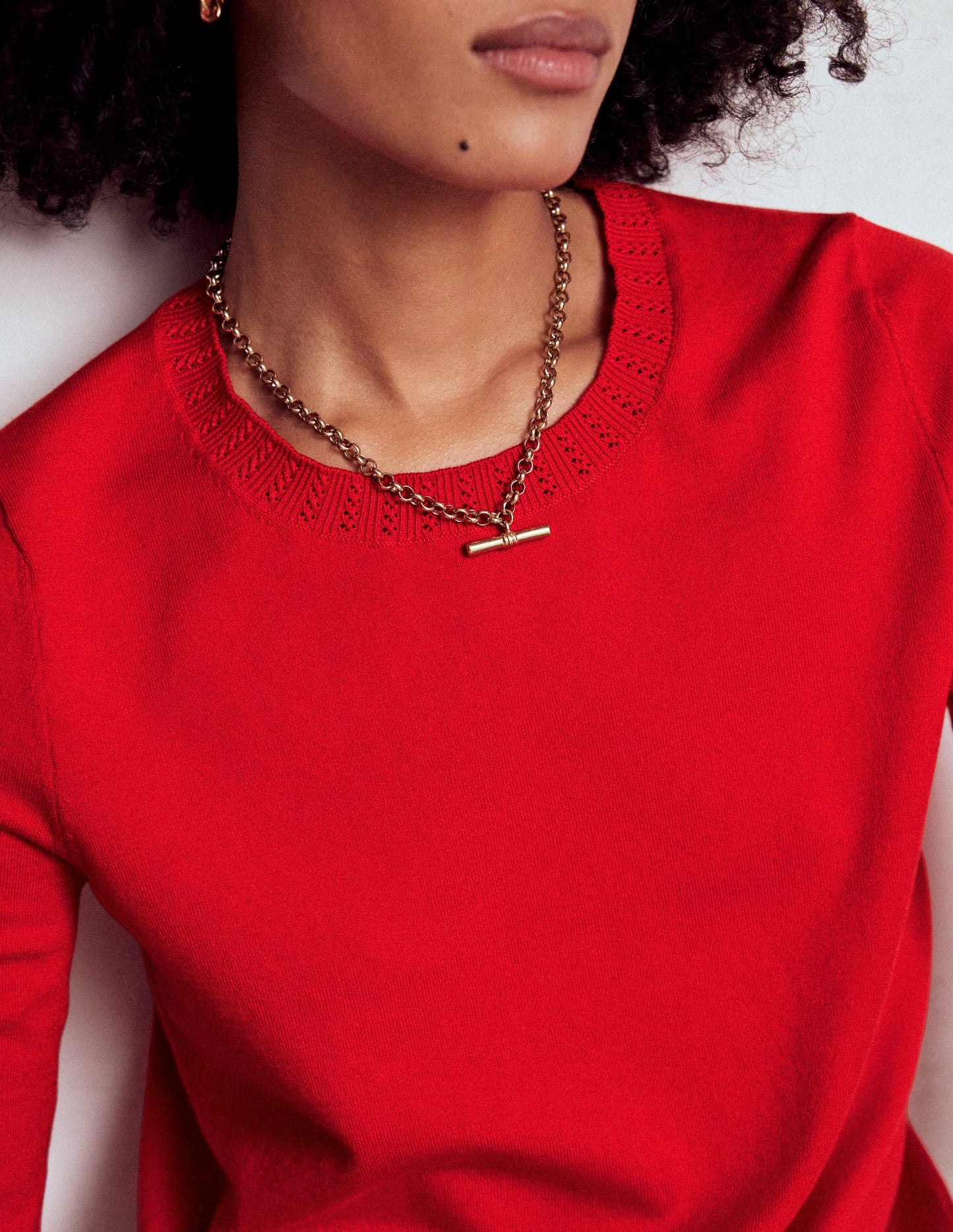 Emilia Cotton Crew Sweater-Poppy Red