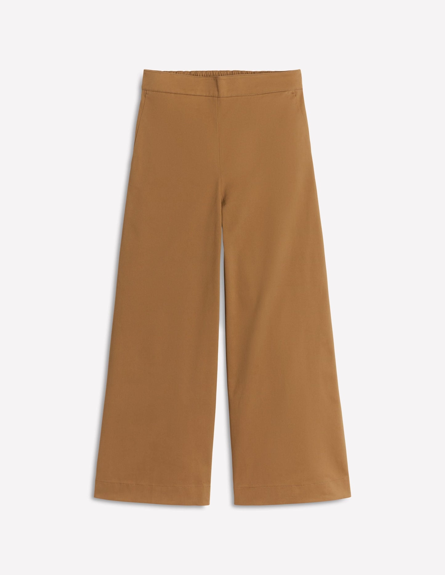 Pull-on Cropped Pants-Hazelnut Brown