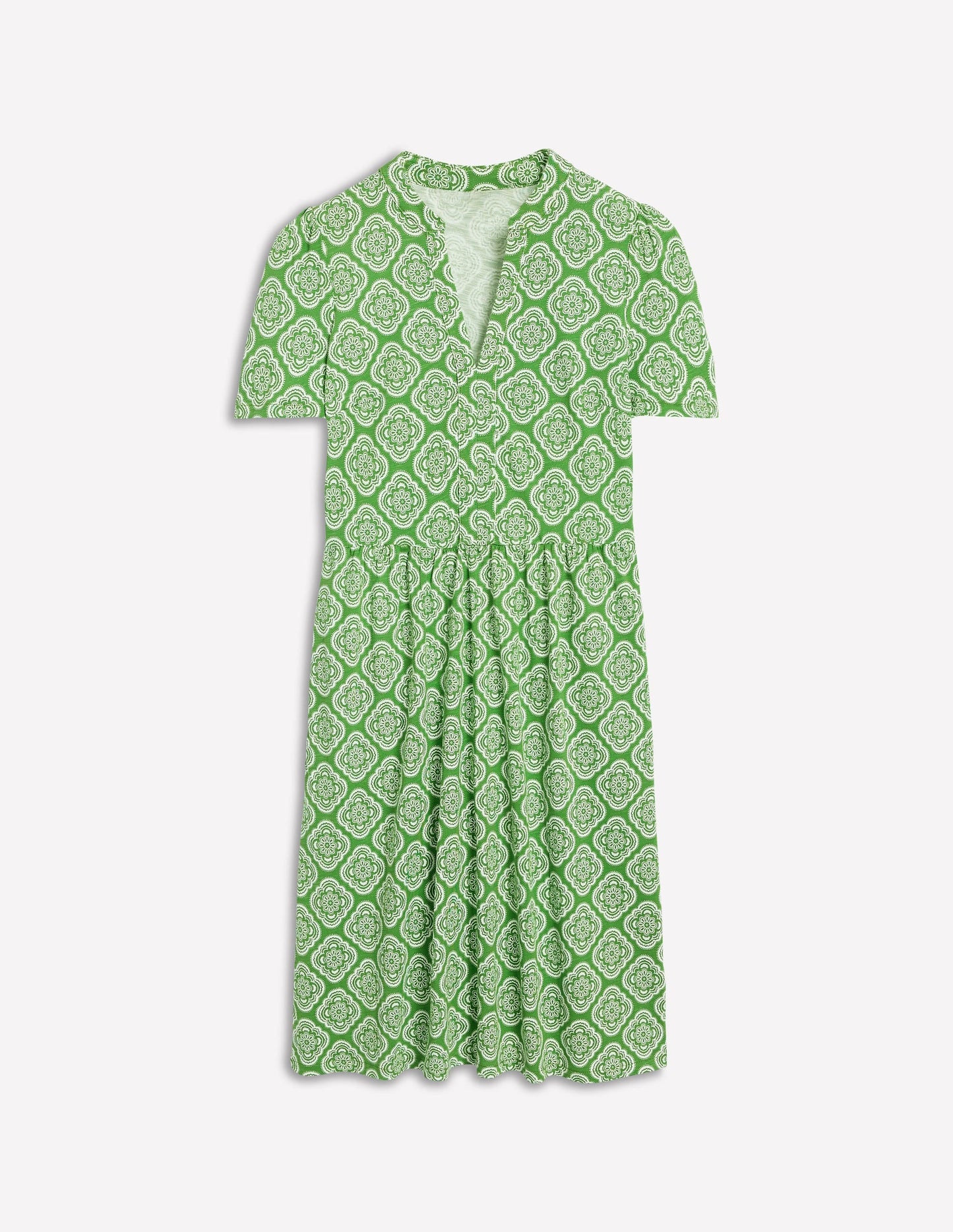 Naomi Short Sleeve Dress-Paradise Green, Botanic Blush